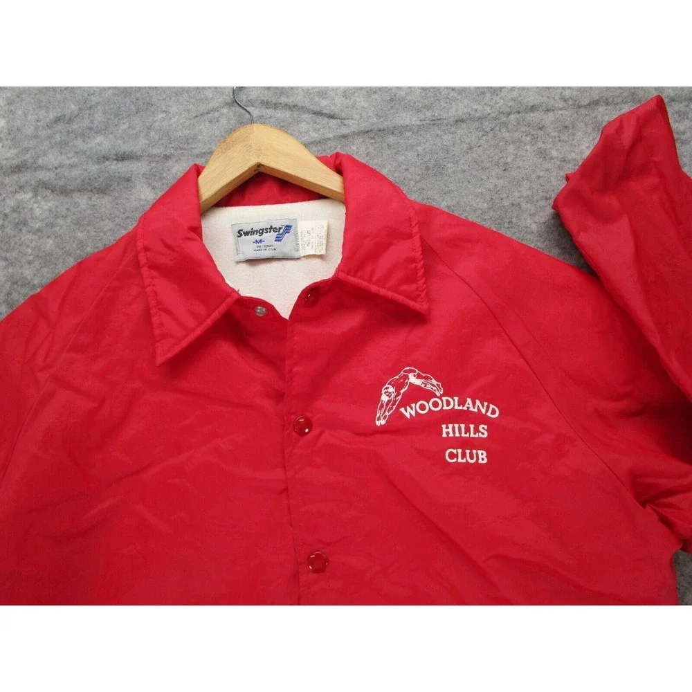 Vintage Swingster Jacket Adult Medium Made USA Red Woodland Hills Club‎ VTG